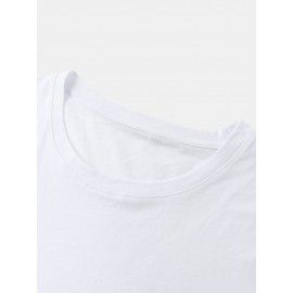 Mens 100% Cotton Mushroom Pattern Plain Short Sleeve T-Shirt