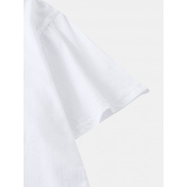 Mens 100% Cotton Mushroom Pattern Plain Short Sleeve T-Shirt