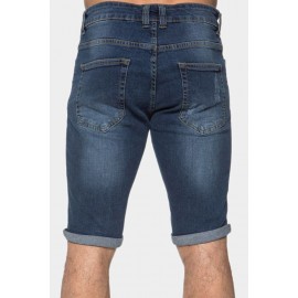 Sky Blue Men's Baseball Pattern Patchwork Skinny Distressed Jeans