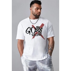White Go Racing Mens Graphic T Shirt